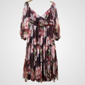 Sachin & Babi‎ Midi Dress Size 8 Tiered Floral Romantic Wedding Party Fall READ